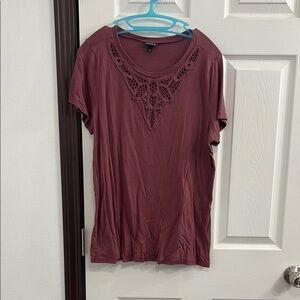 Women's Burgundy Lace Detail Top
